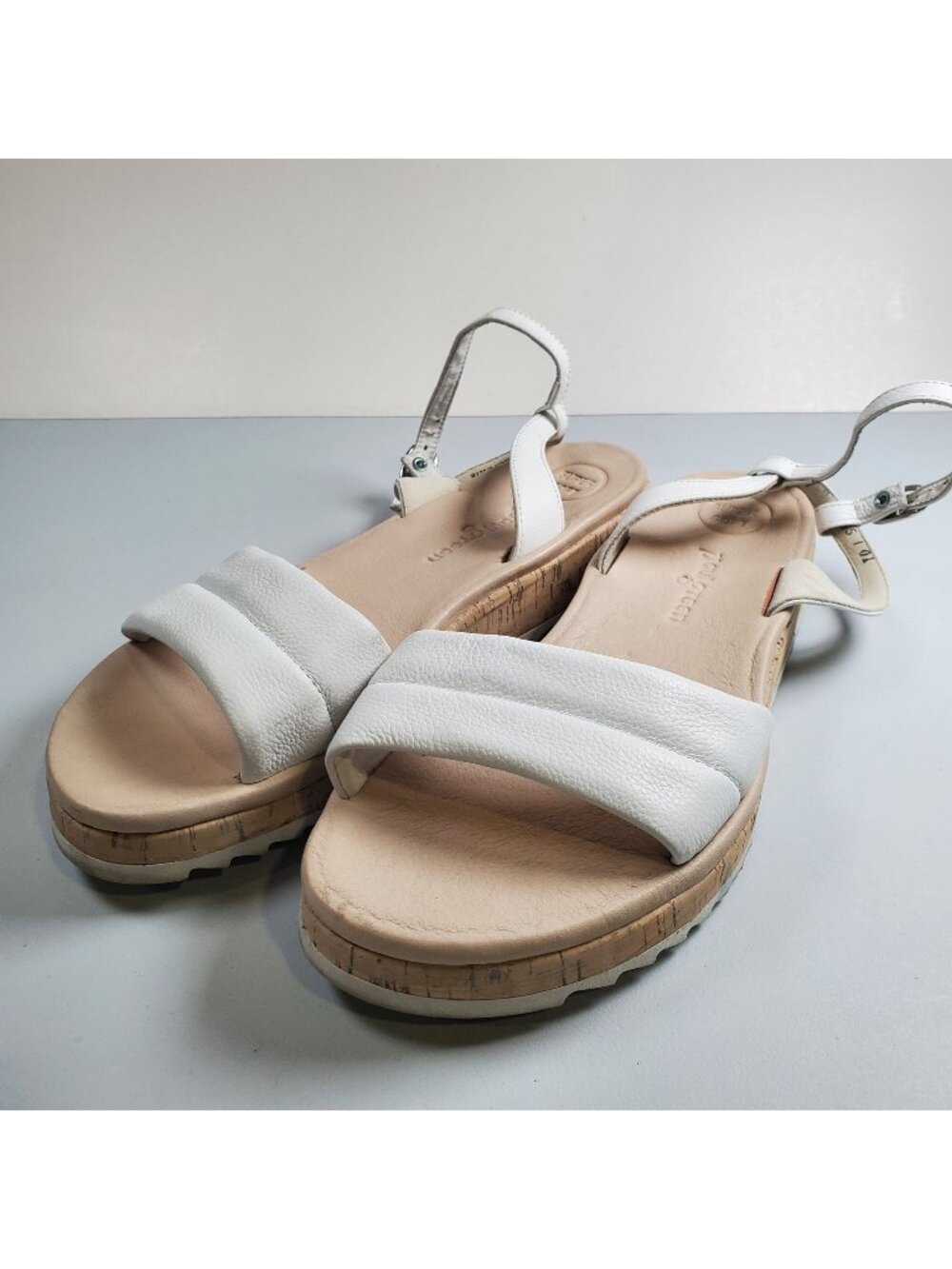 Paul Green Mindy Platform Sandal Women Size 9.5 US White Leather Super Soft